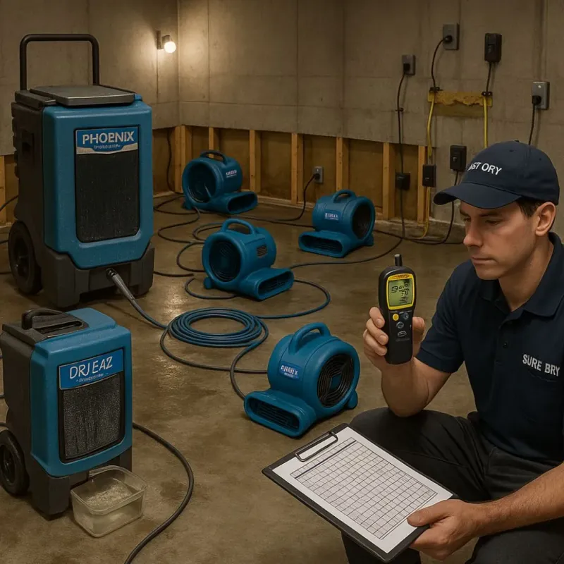Structural Drying and Dehumidification process in Midway North, TX